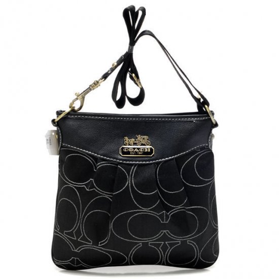 Coach Swingpack In Signature Medium Black Crossbody Bags AWZ - Click Image to Close